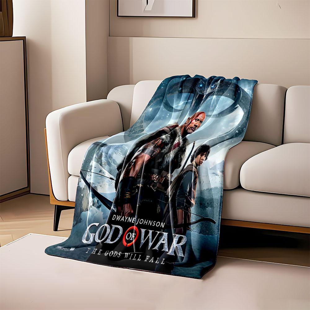 

A giant serpent looms over two characters in a snowy mountainous setting. for all seasons blanket lunch break throw gift 80cm x 120cm