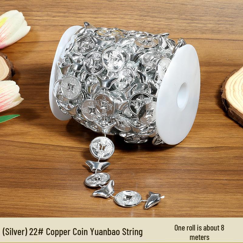 Lanț cu Mărgele Aurii și Argintii: Decorațiune Pom de Crăciun & Șir Decorativ DIY