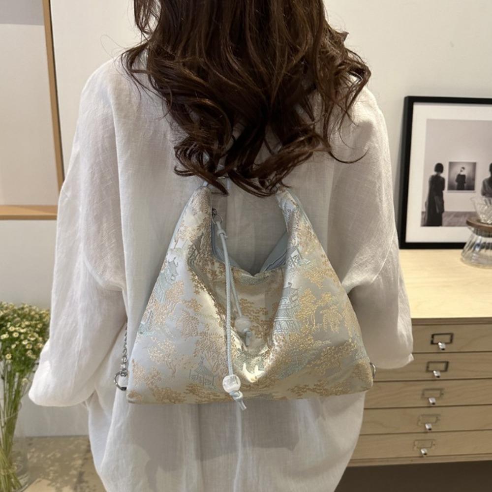 Embroidery Chinese Style Backpack Large Capacity Ancient Underarm Bag Cheongsam Tote Bag  Daily