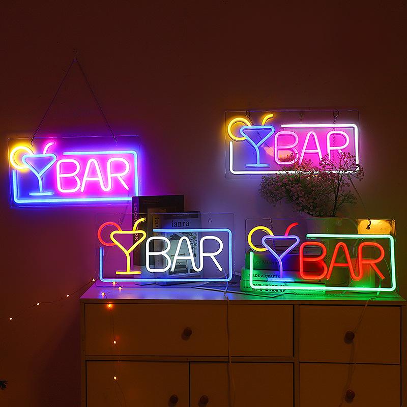 Bar Neonlichtschild Party Neon Weinglas Lampe Wandkunst Schlafzimmer Dekolicht KTV Geschäft Zuhause Schreibtischdeko Neon Nachtlicht