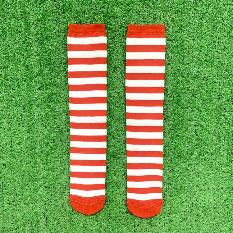 Red Mid-Calf Christmas Stockings & Halloween Cosplay Socks for Sports, Dance, and JK Style