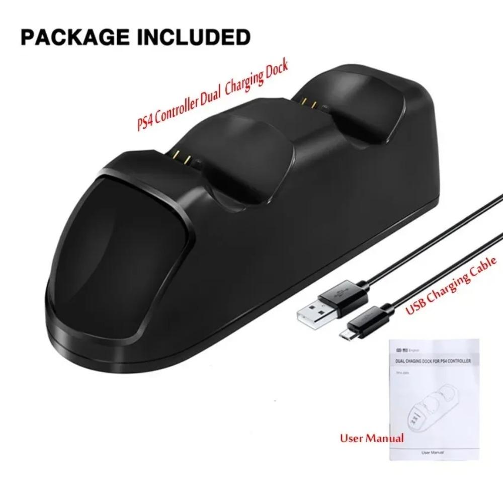 Base Carregadora para Controle de PS4/PS4 Slim/PS4 Pro, Base de Carregamento Rápido para Joystick Duplo USB, Suporte Carregador, Carregador de Gamepad com Indicador