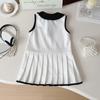 Summer Girls Sleeveless Polo Collar Pleated Dress Cute Preppy Princess Dress For Kids Casual Party Wear