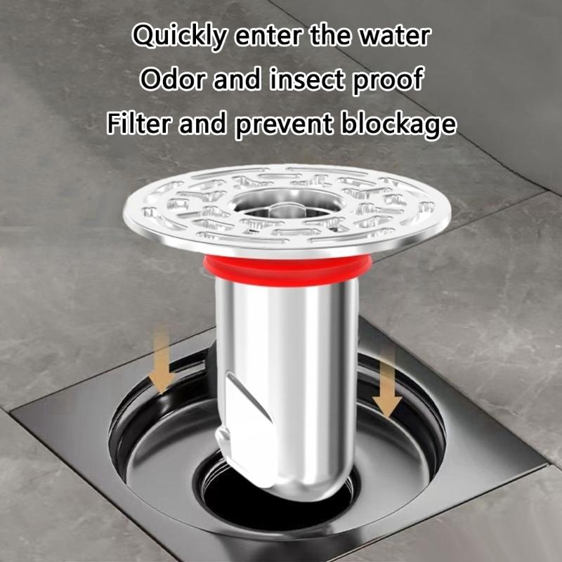 Round Shower Floor Drain Cores AntiOdor Self Closing Floor Strainer Hair Catcher for Bathroom Kitchen Balcony Garage
