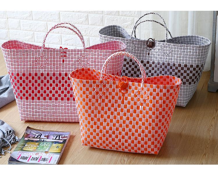 Vietnamese Large Imitation Rattan Handled Storage and Grocery Basket