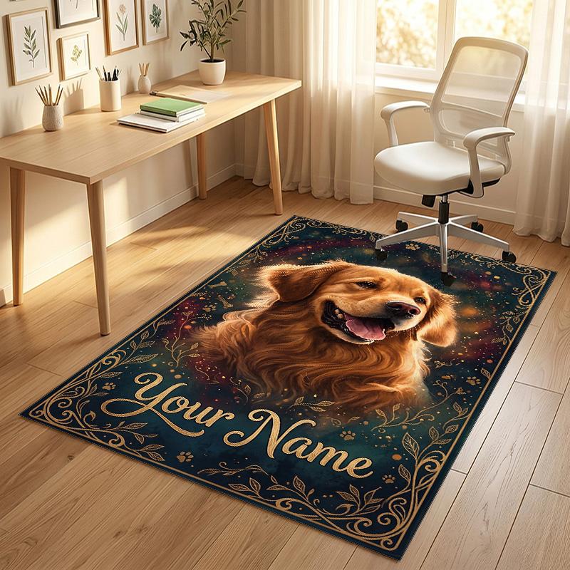 Decorative Artwork Theme Crystal Velvet Rug Personalized Custom Name Text Soft Floor Mat Home Decor