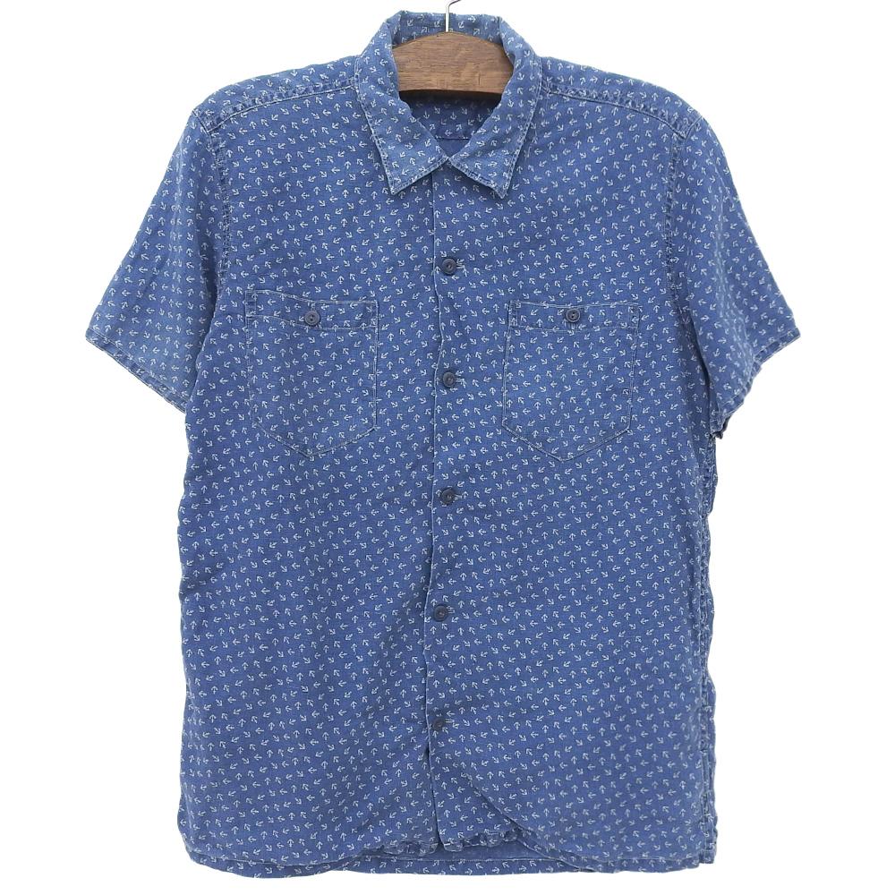 RRL Indigo Linen Open-Collar Work Shirt, Men's, Blue, Size M Tops M blueUsed