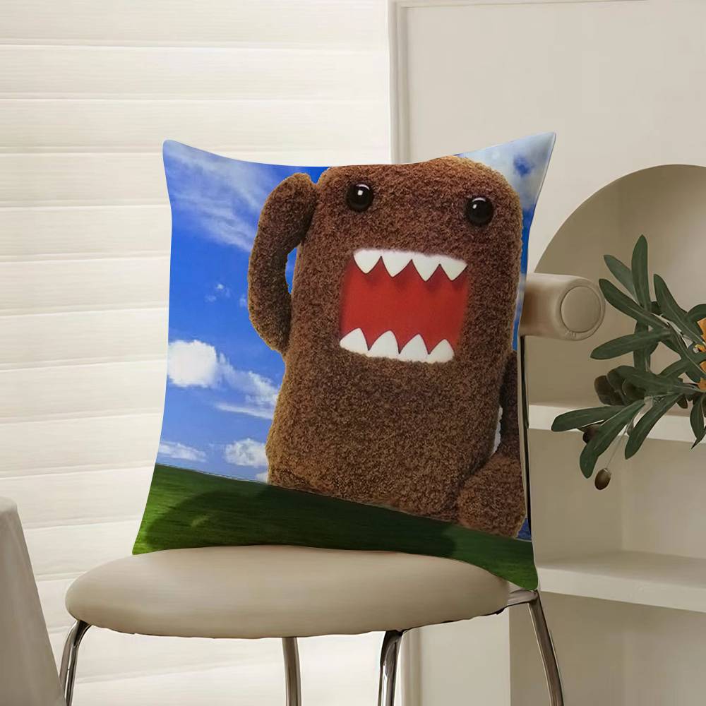 Popular Cartoon Characters Domo-kun-Fun Pillow Case Comfort Sofa Bed Silky Elegant Invisible Zipper Decorative Cushion Cover
