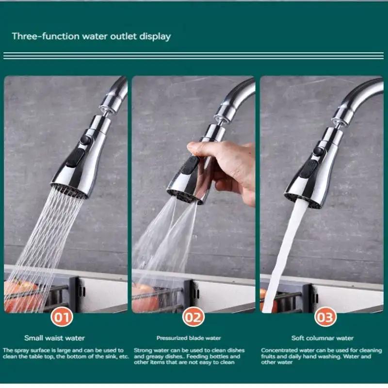 Faucet Accessories Pull Sprayer Head 3 Outlet Mode Small Outlet Multi-function Nozzle Head Removable Kitchen Accessories Tools