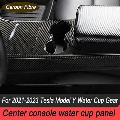 Für Tesla Model Y 2022 2023 Autozubehör Styling Interieur Wasserbecherhalter Kohlefaser Panel Rahmen