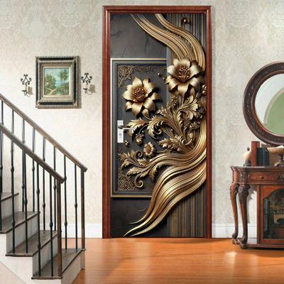 3D Peel and Stick Door Sticker Mural - Self-Adhesive, Removable Waterproof Vinyl Door Decal for Bedroom and Living Room Wall Decoration