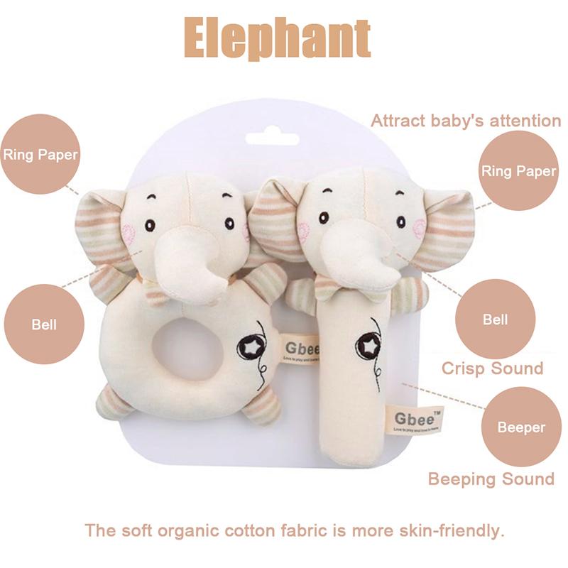 Baby Rattles Soft Cartoon Cute Plush Animal Toys Child Educational Handbells