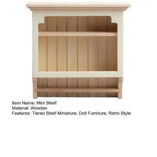 Miniature Wall-Mounted Shelf 1:12 Scale Retro Mini Shelf Tiny Tiered Storage Shelf for Miniature Kitchen Living Room Doll Furniture