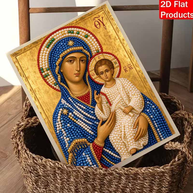 DIY 3D Pearl Diamond Painting Art Set Virgin Mary and Jesus Religious Home Decor Art Set Wall Art