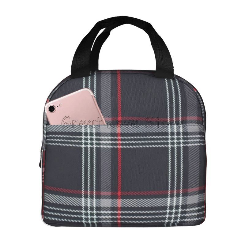 Custom GTI Tartan Insulated Lunch Bag for Women Men Boys Girls Reusable Waterproof Thermal Bento Tote Bag for Work Travel Picnic