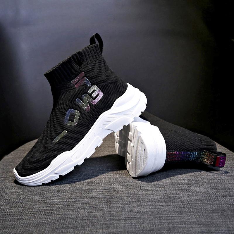 

High-top breathable elastic women s boots 2025 new mesh versatile women s shoes European station knitted dad sports boots women s shoes 40