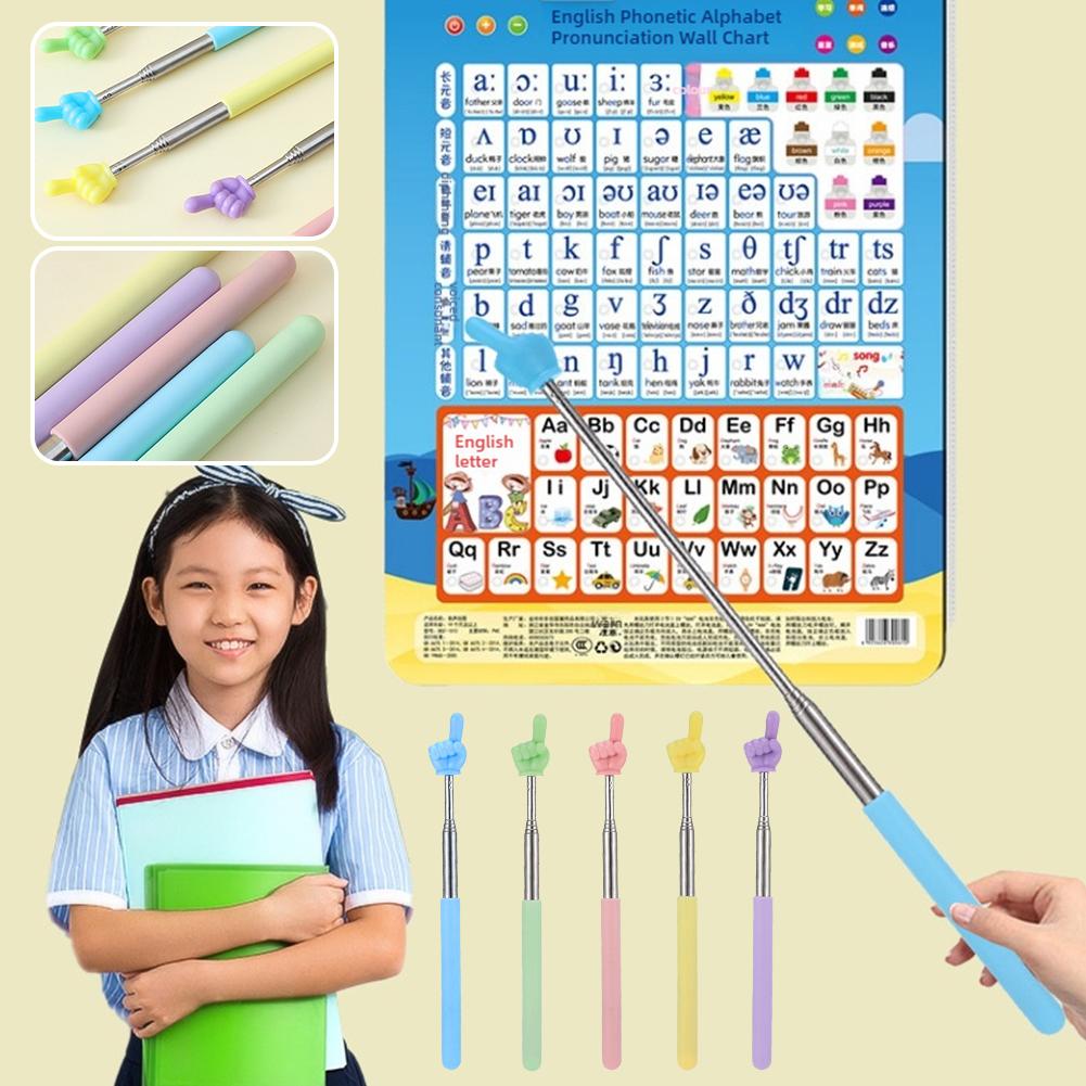 1pc Detachable Stainless Steel Rod Finger Design Teaching Stick Pointer Telescopic Classroom Finger Pointer Teachers Supplies