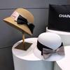 Top Hat Women's Summer Bow Temperament Sunscreen Straw Hat New Small Brim Straw Woven Beach Visor Sun Hat