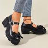 Black Velvet Bow Mary Jane Shoes, Thick-Soled Platform Lolita Shoes, Dark Sweet Cool Style Versatile Commuting Shoes 2026 new