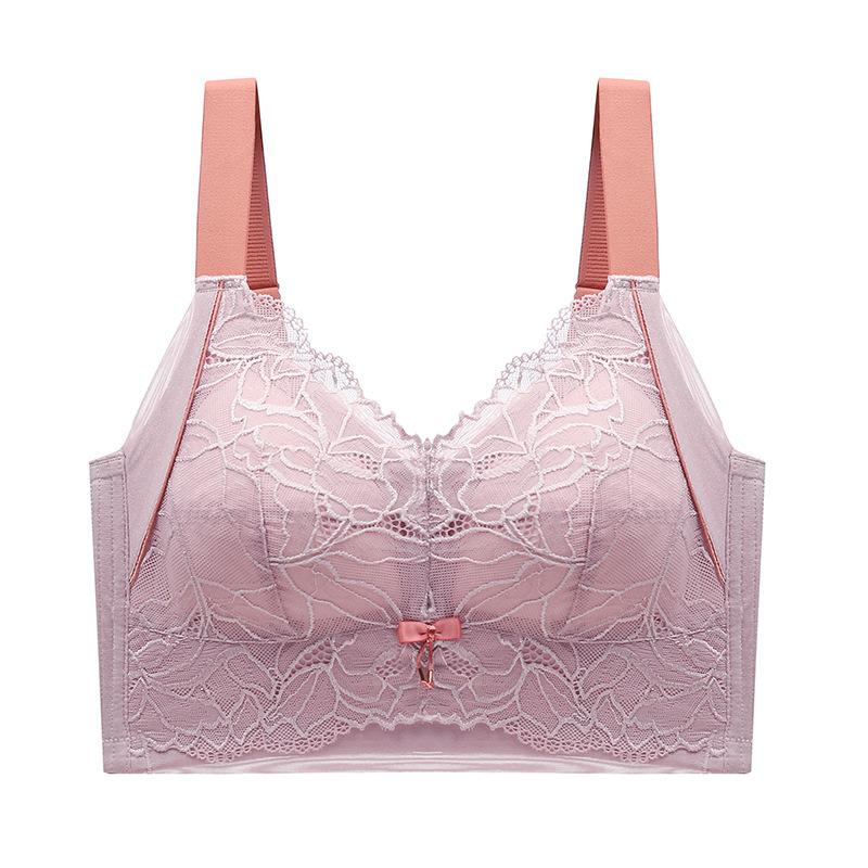 

Тонкий бюстгальтер для женщин без стальных косточек, собранный бюстгальтер, утягивающий аксессуар, антипровисающий бюстгальтер большого размера 44/100D розовый