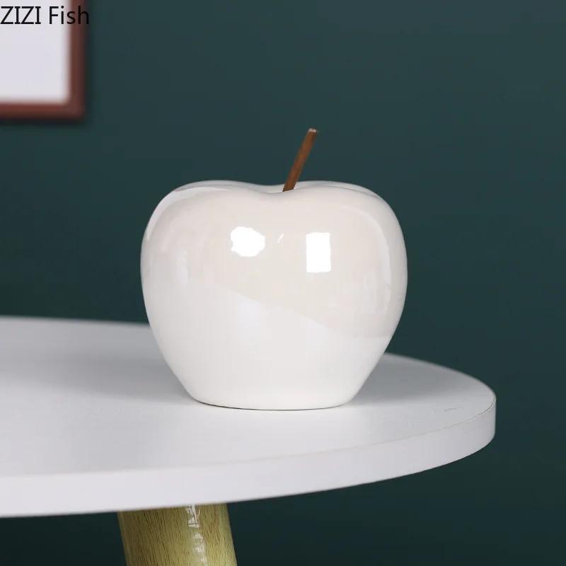 Glowing Ceramic Apple Statue Decoration Desk Ornaments Apple Sculpture Using Button Batteries Glowing Apple Room Aesthetic Decor