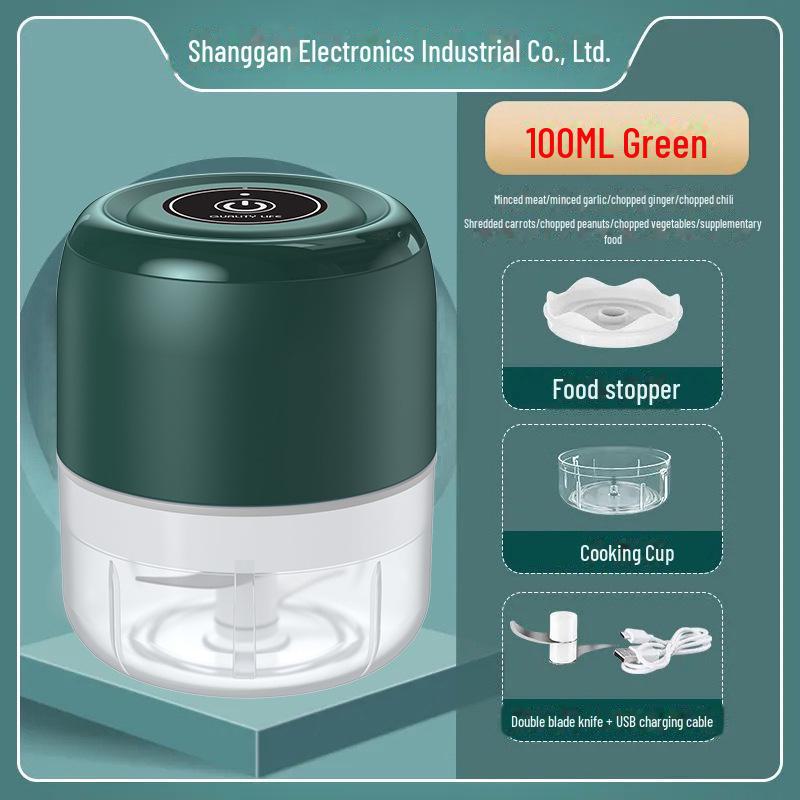 

Беспроводная мини-чесночница и овощечистка: Электрическая кухонная мясорубка и мешалка 100ml зелёный