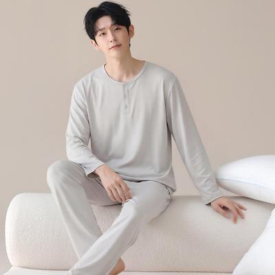 Herren 2026 Koreanischer Stil Lässiges Baumwoll-Pyjama-Set – Frühling & Herbst Rundhals für drinnen & draußen