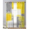 Oil Painting Abstract Geometric Yellow Gray Sheer Curtains for Living Room Decoration Window Curtain Kitchen Tulle Voile Drapes