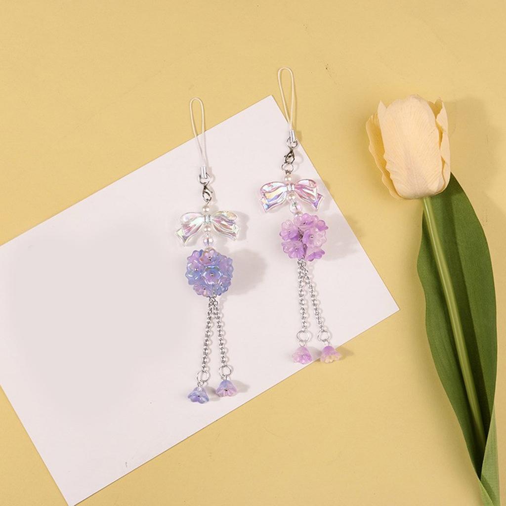 Fashionable Flower Cellphone Charm Butterfly Phone Chain Keyring Accessory Personalized Decoration for Women and Girls