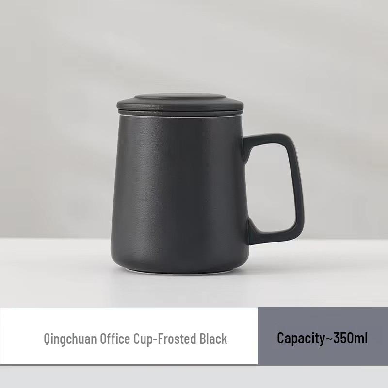 Geometric Ceramic Tea Brewing Cup with Lid and Filter