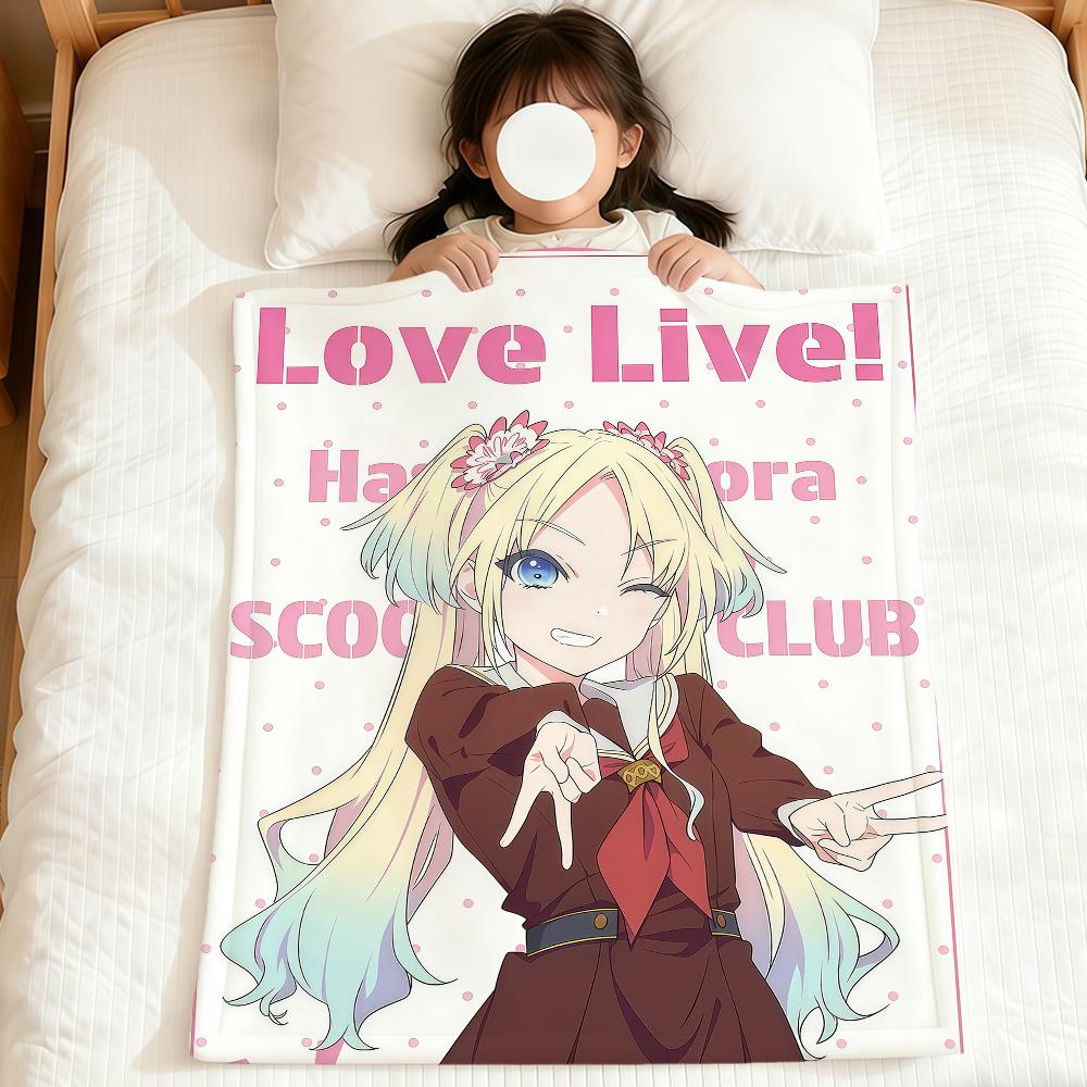 Anime Kawaii Art Girl Love L-live Soft Warm Plush Blanket for Dormitory Sofa Living Room Pet Hogar Bedroom Gift Nap Home Flannel