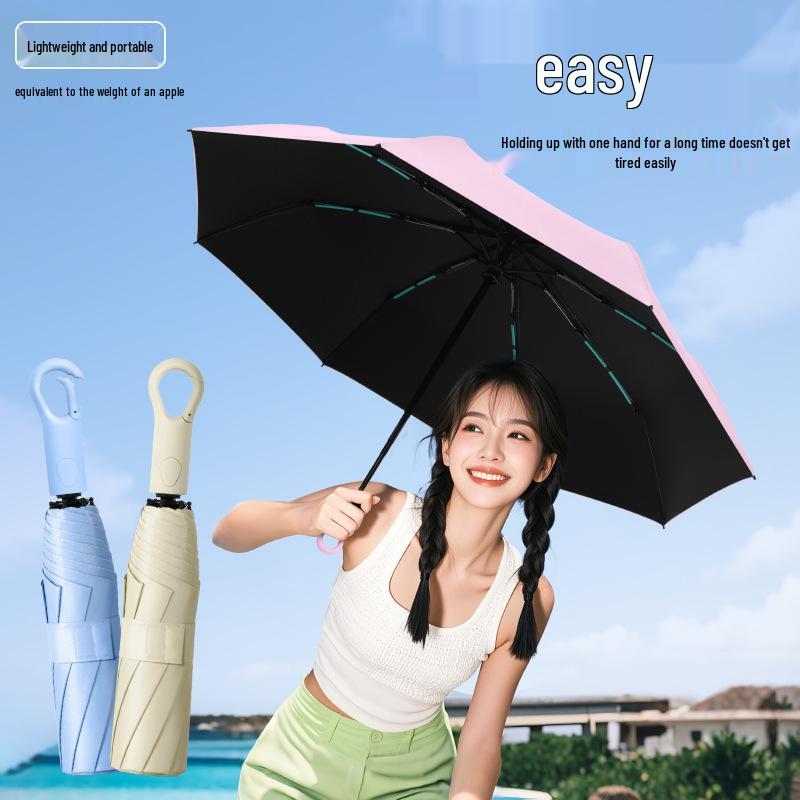 Compact Auto Folding Umbrella with Sun Protection, Portable with Ring Buckle, Suitable for All Weather