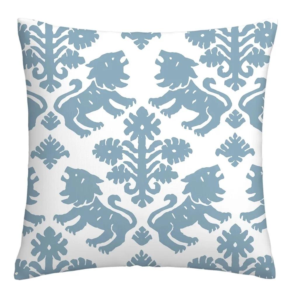 Blue and White Geometric Decorative Pillowcase Living Room Office Home Pillowcase Car Ornaments Ideal Gift