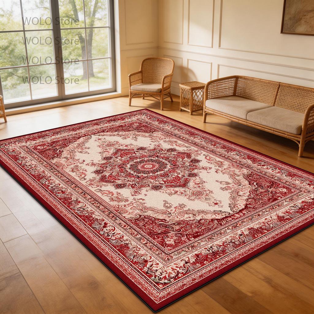 Persian-Style Floor Mat Classical Living Room Large Size Non-Slip Carpet Floor Bedroom and Living Room Lounge Rug Easy Clean
