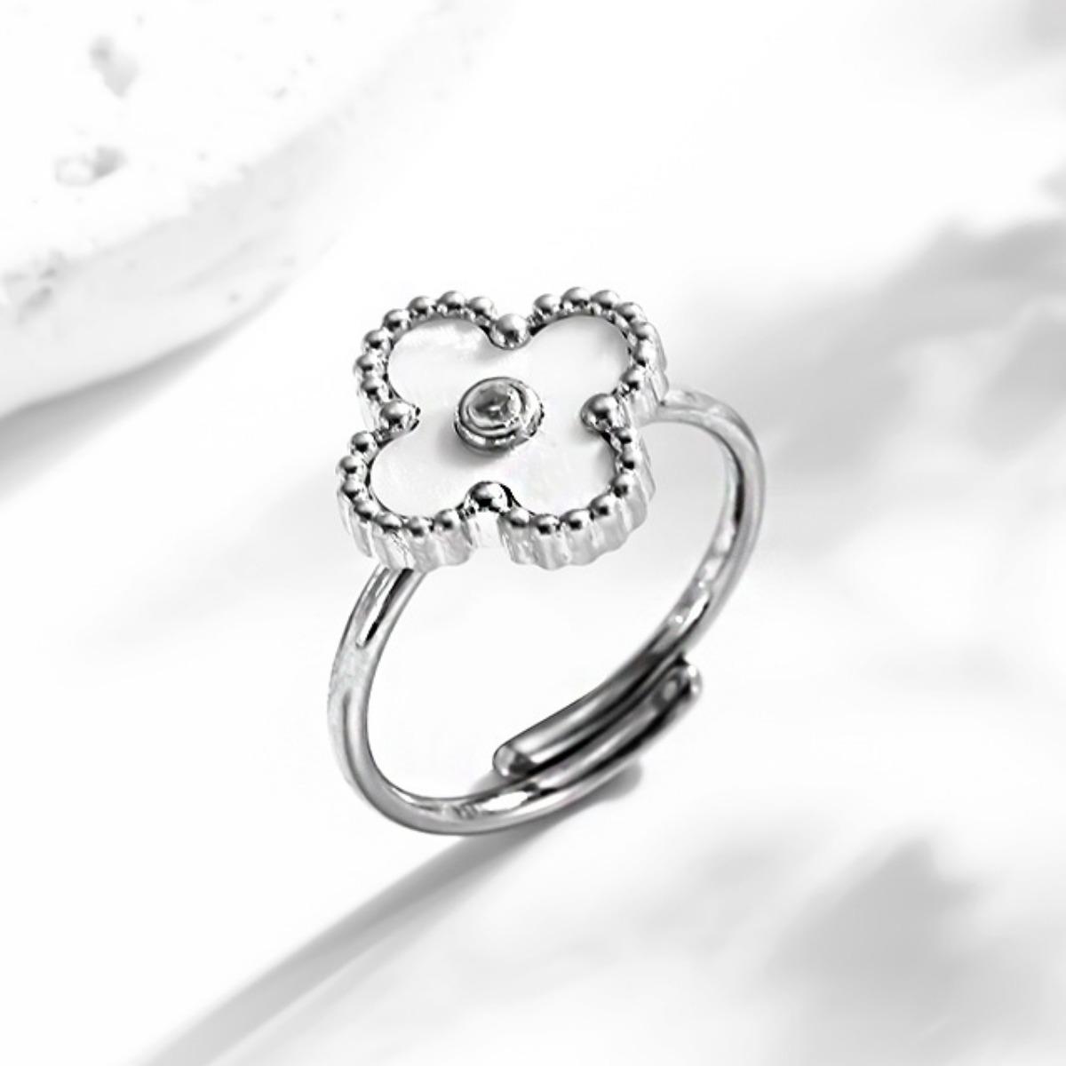 

Модное кольцо с четырьмя листочками клевера не теряет цвет, регулируемое открытие света, роскошное нишевое кольцо с высоким чувством, женское кольцо с цветком