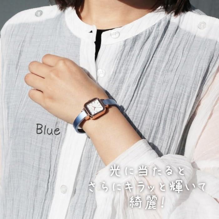 J-AXIS Watch Square Bangle Easy Fit Square Metallic Pearl Elegant Occasion BL1219 Women's Brown One Size