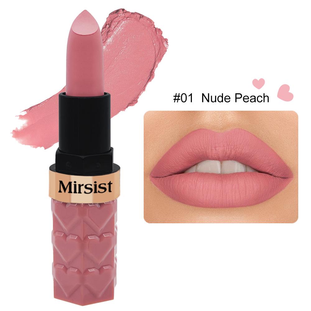 Single Pack Mirsist 6-Color Matte Lipstick: Non-Stick, Waterproof, Long-Lasting, Non-Fading, Whitening.