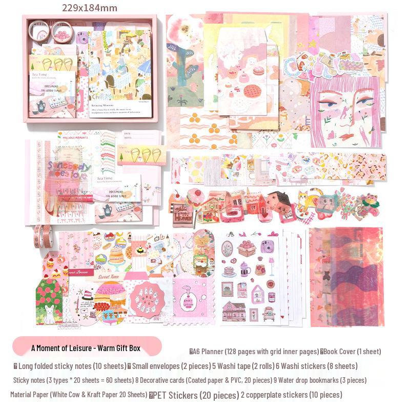 Xin Mo Nuan Ji Hand Account Book Gift Set: Leisure Cultural & Creative Student Stationery with Stickers & Tape