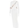European and American crew neck long-sleeved dress women's fashion hot-selling sexy spice girl tight body sculpting high elastic splicing long dress