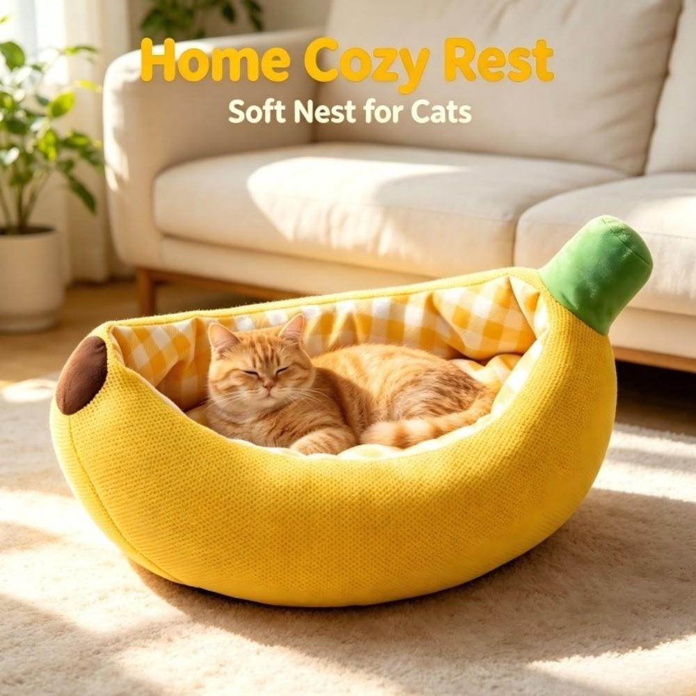 Warm Plush Banana Boat Pet Nest Soft Pet Sofa Bed Pet Furniture Cat Mat Cat Dog