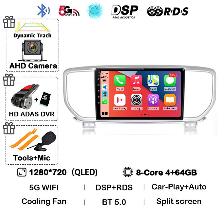 Android 13 Auto Carplay WIFI+4G For Kia Sportage 4 QL 2018 2019 2020-2025 Car Radio Multimedia Video Player Stereo 360 Camera BT