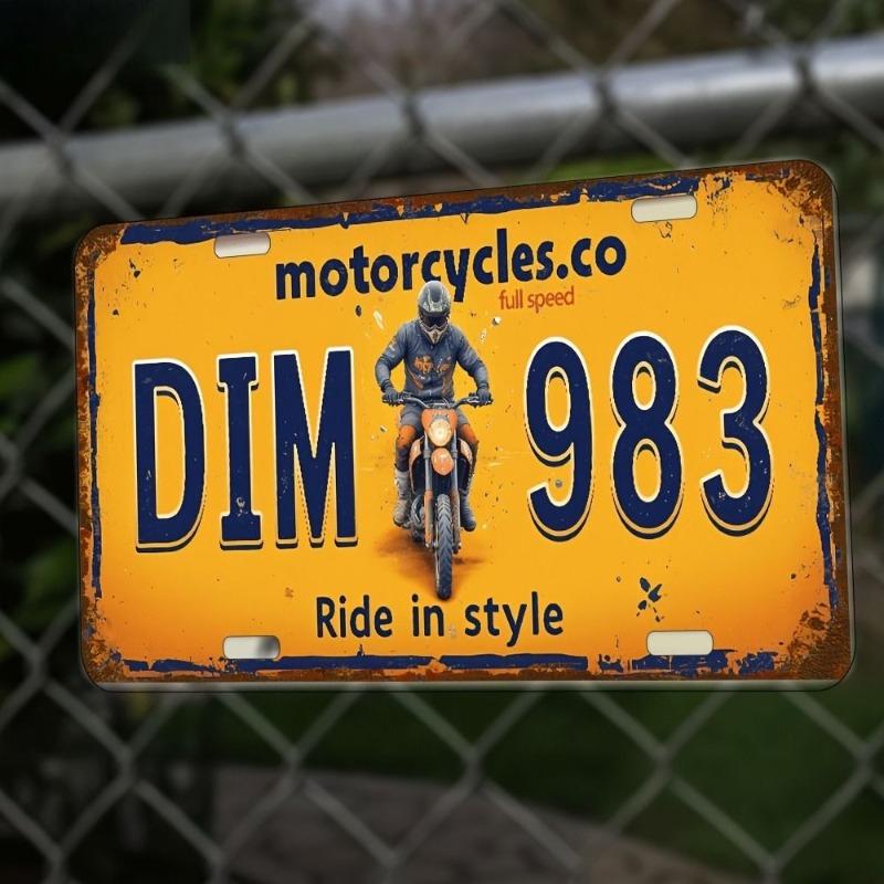 Motorcycle Souvenir License Plate, Metal Auto Wall Decor 15x30cm