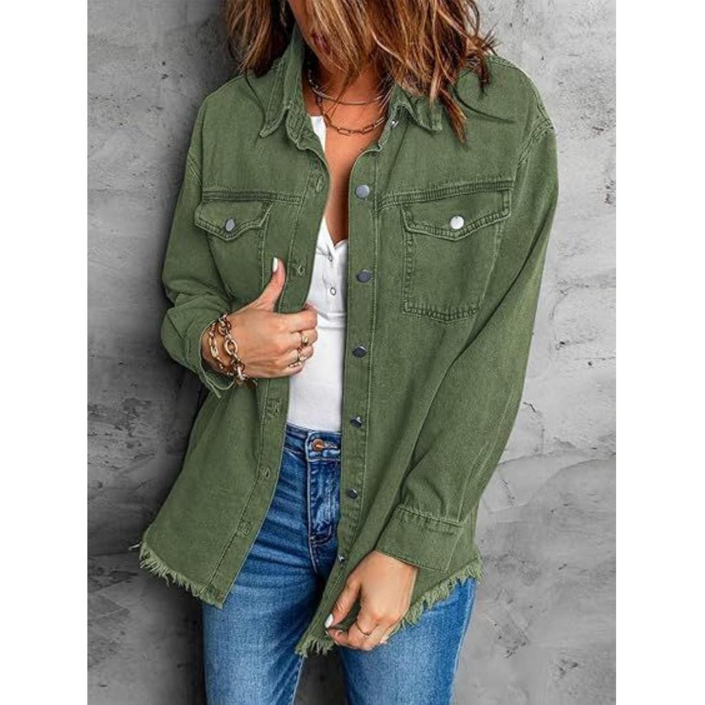 New Style Plus Size Women's Casual Denim Jacket - Simple European Design