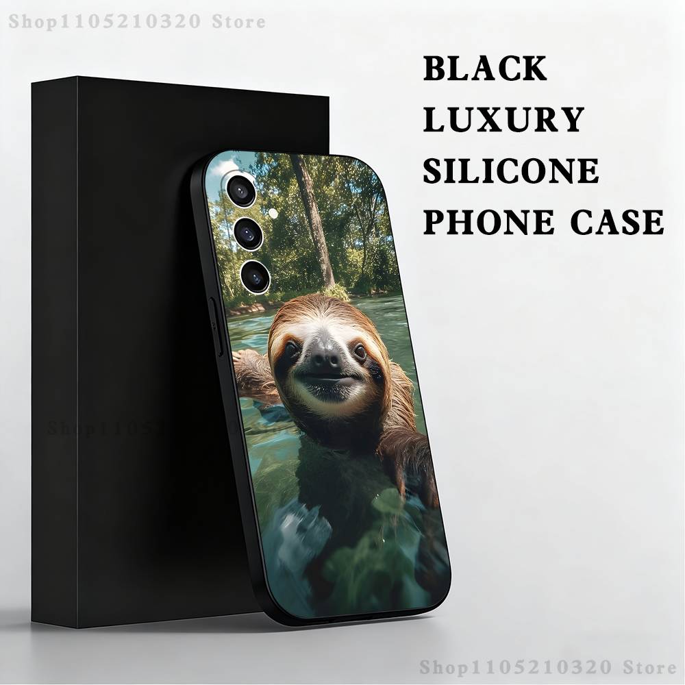 

Animal Cute Sloth Phone Case For Samsung S25,S24,S21,S22,S23,S30,Ultra,S20,Plus,Fe,Lite,Note,10,9,5G Black Cover SamsungS20lite