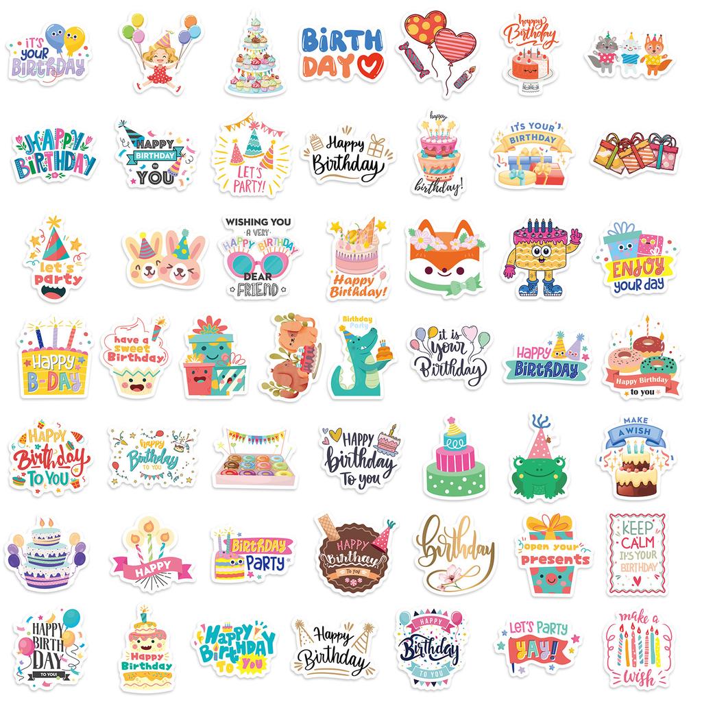Premium 100 Cartoon Handgezeichnete Geburtstagsthema Aufkleber DIY Geburtstagsgeschenk Verpackungsdekorationsaufkleber