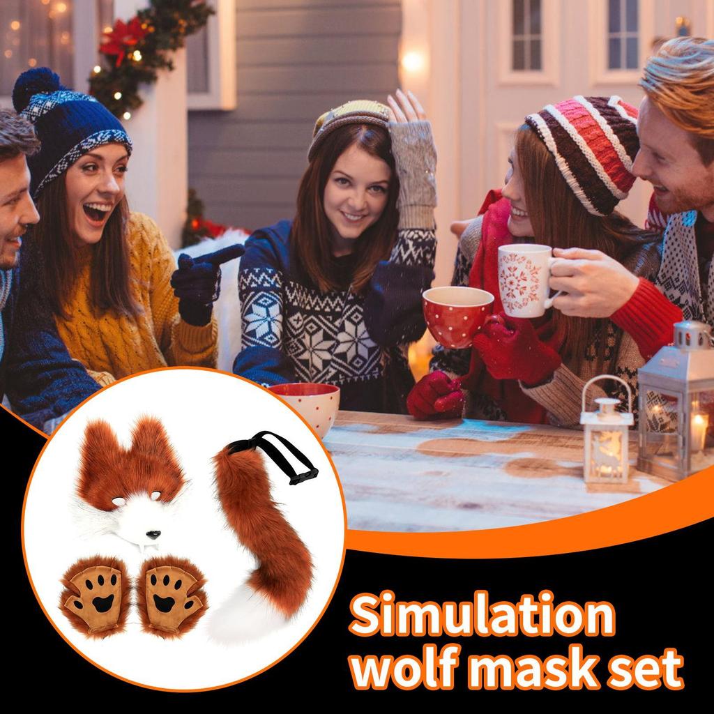 Wolf Cosplay Set Faux Wolf Dress Up Accessories Women Dress Up Animal Fashion Outfit For Role Play Stage Performance Masquerade