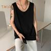 Men Vest Sleeveless Round Neck Solid Color Vest Loose Fit Casual Sport Tank Tops Streetwear Daily Wear