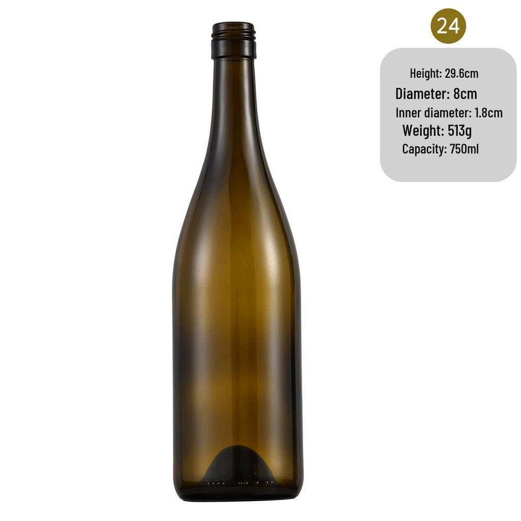 In-Stock Burgundy Green Glass Wine Bottle - Ideal for Red Wine, Liquor, Home Brewing, and Fruit Wine Storage