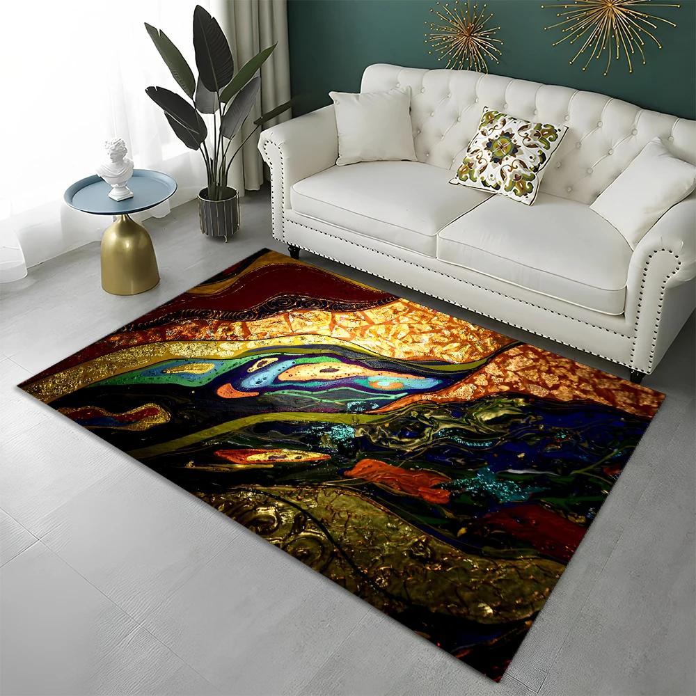 3D Colour Splendid Gold Nordic Marble Carpet Rug for Home Living Room Bedroom Sofa Doormat Decor,kid Area Rug Non-slip Floor Mat