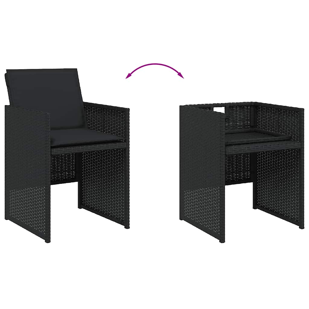 Vidaxl 9-Cz. Juego de Muebles de Jardín con Cojines, Negro, Ratán PE